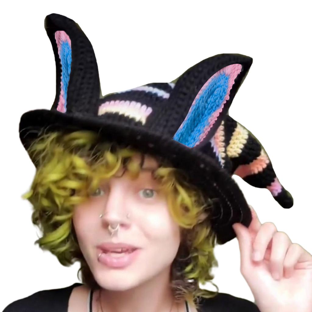Knitting Witch Hat Costume for Women Men Teenagers for Party Decorations Crocheted Wizard Cap