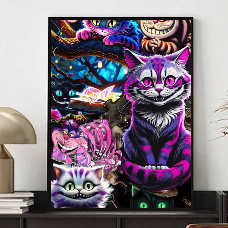 Disney Pittura Diamante Fai da Te 5D Alice nel Paese delle Meraviglie Gatto Soriano Illustrazione di Gruppo Mosaico Ricamato Punto Croce Decorazione Casa Regali Artigianato