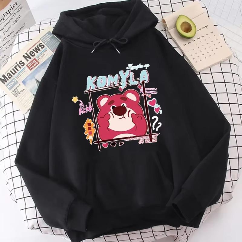 

Cute Lotso Bear Print Hoodie Disney Cartoon Graphic Sweatshirt Autumn Men and Women Casual Long-sleeved Streetwear Jumper Top 3XL