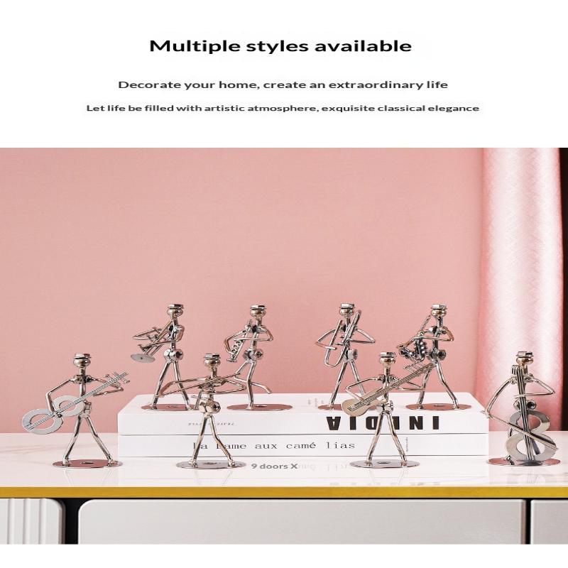 Retro Ironwork Band Ornament Metal Electroplating Mini Music Minimalist Guitar Violin Decoration Handicraft Classical Gift