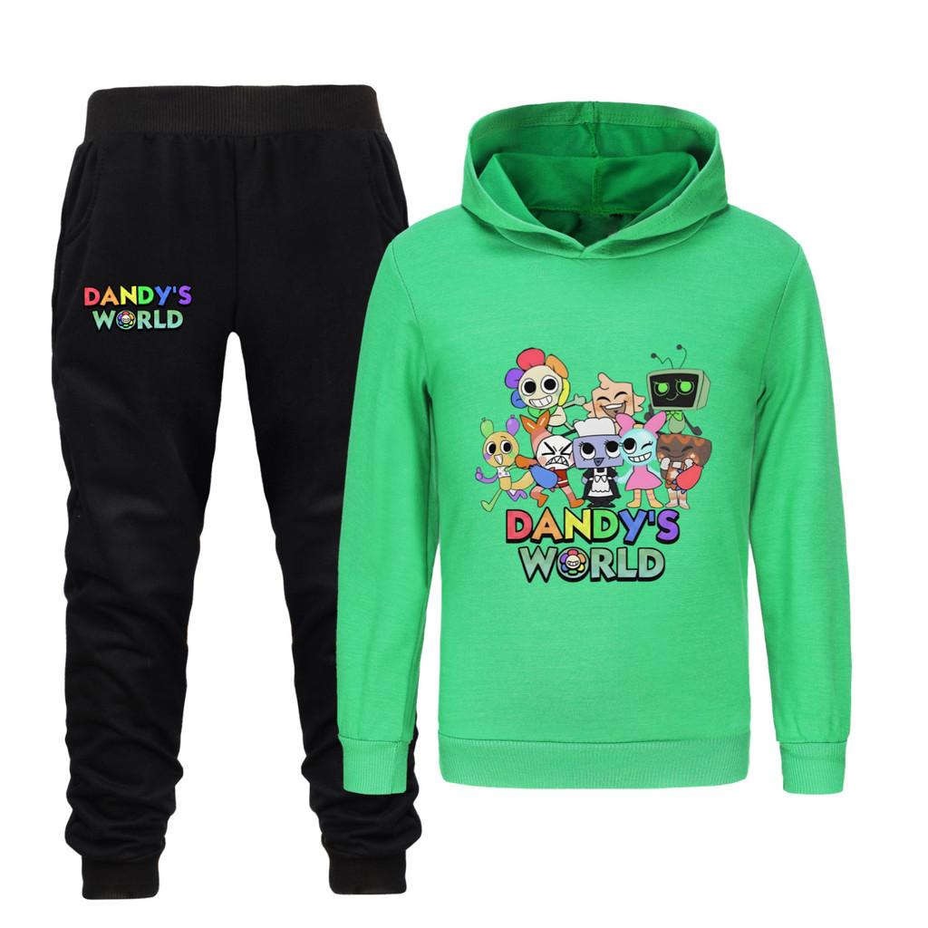 5407 Multi-color Kids Boys Girls Dandy World Printed Hoodies Trousers Clothes Set