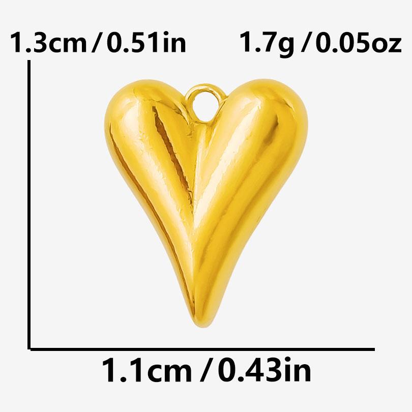 6pc Sweet Love Pendant Real Gold Plated Stainless Steel Heart Charms For Jewelry Making Supplies DIY Keychain Pendant Charm Bulk