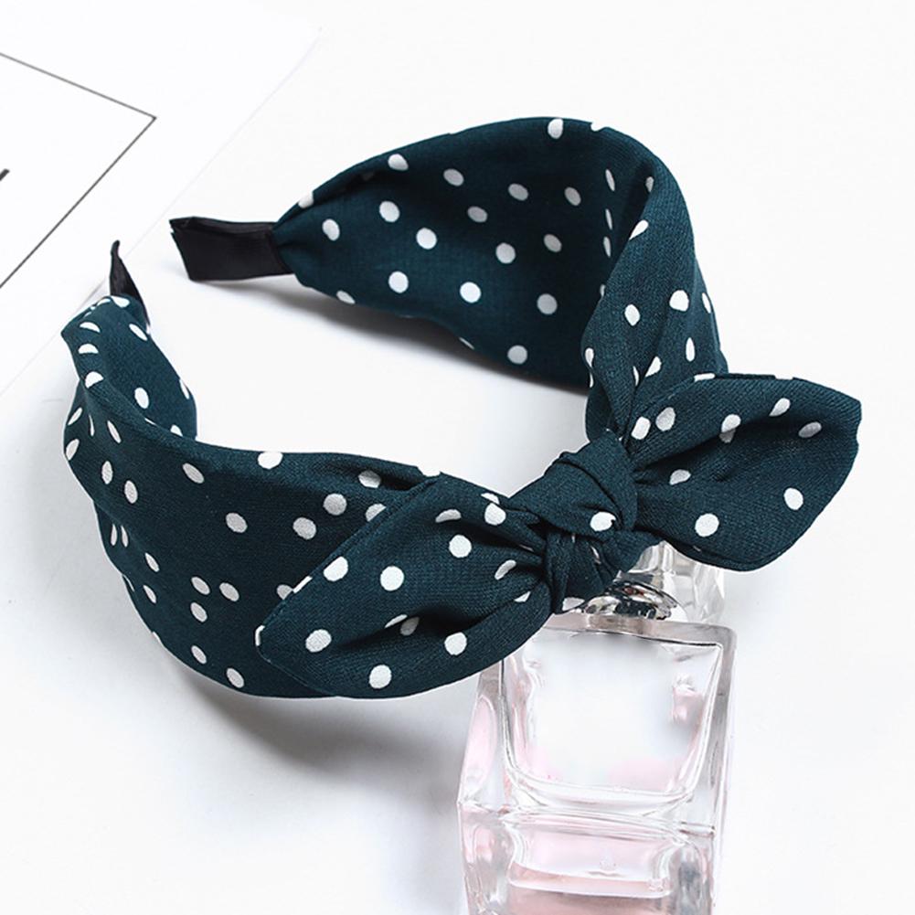 Sweet Polka Dot Print Bowknot Hair Hoop Women Wide Band Cloth Headband Headwrap Hair Decor
