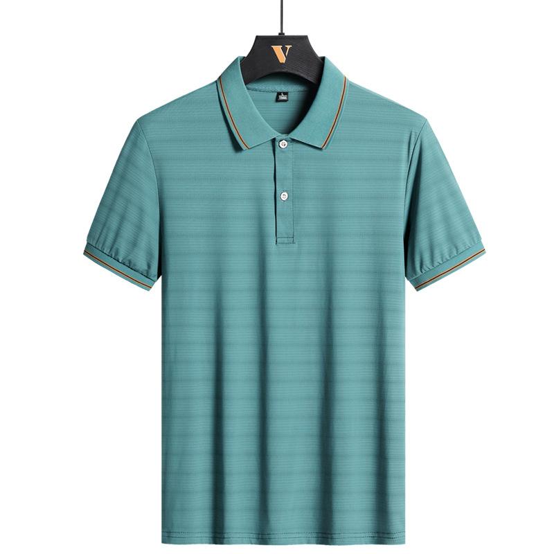 

Ледяная шелковая футболка с короткими рукавами, мужская футболка-поло, летняя тонкая однотонная повседневная мужская футболка с откидным воротником, большая футболка с половиной рукавов XXXXL