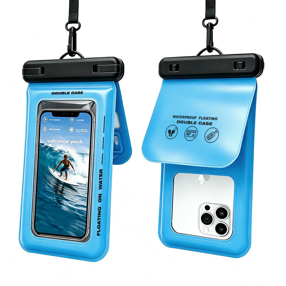 2er-Pack Dual-Fach IPX8 Wasserdichte Handytasche TPU Touchscreen Trockentasche Passt für 7,5 Zoll Handy Verstellbare Lanyard Strand Schwimmen