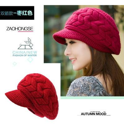 Women's Fashion Autumn and Winter Knitted Duck Tongue Wool Hat Casual Versatile Rabbit Fur Hat Tide Winter Korea Warm