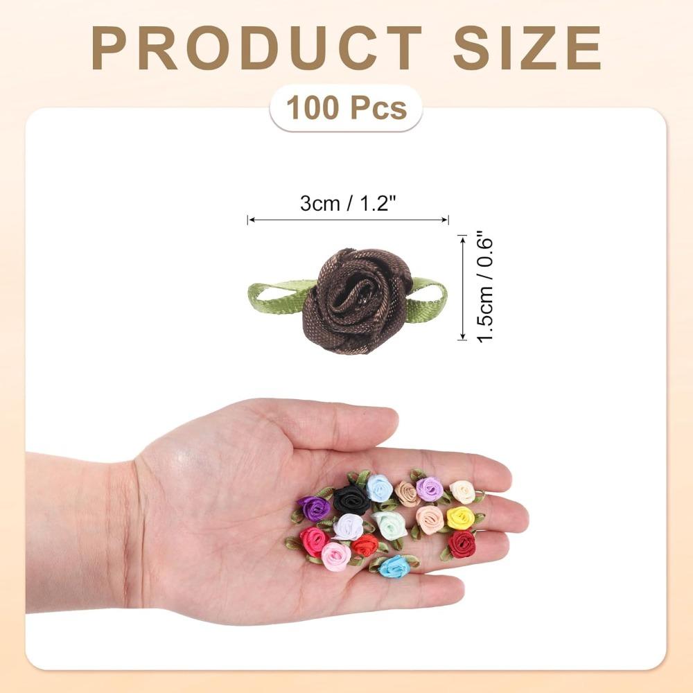 30 ks Kávové stuhové růže Mini růžičky pro tvoření Malé saténové mašličky Růže Umělé květiny.