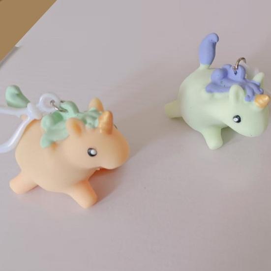 Squeeze Ball Keychain Soft Elastic TPR Decompression Toy Cute Animal Shape Pinchable Stress Relief Portable Anxiety Reducer Decoration
