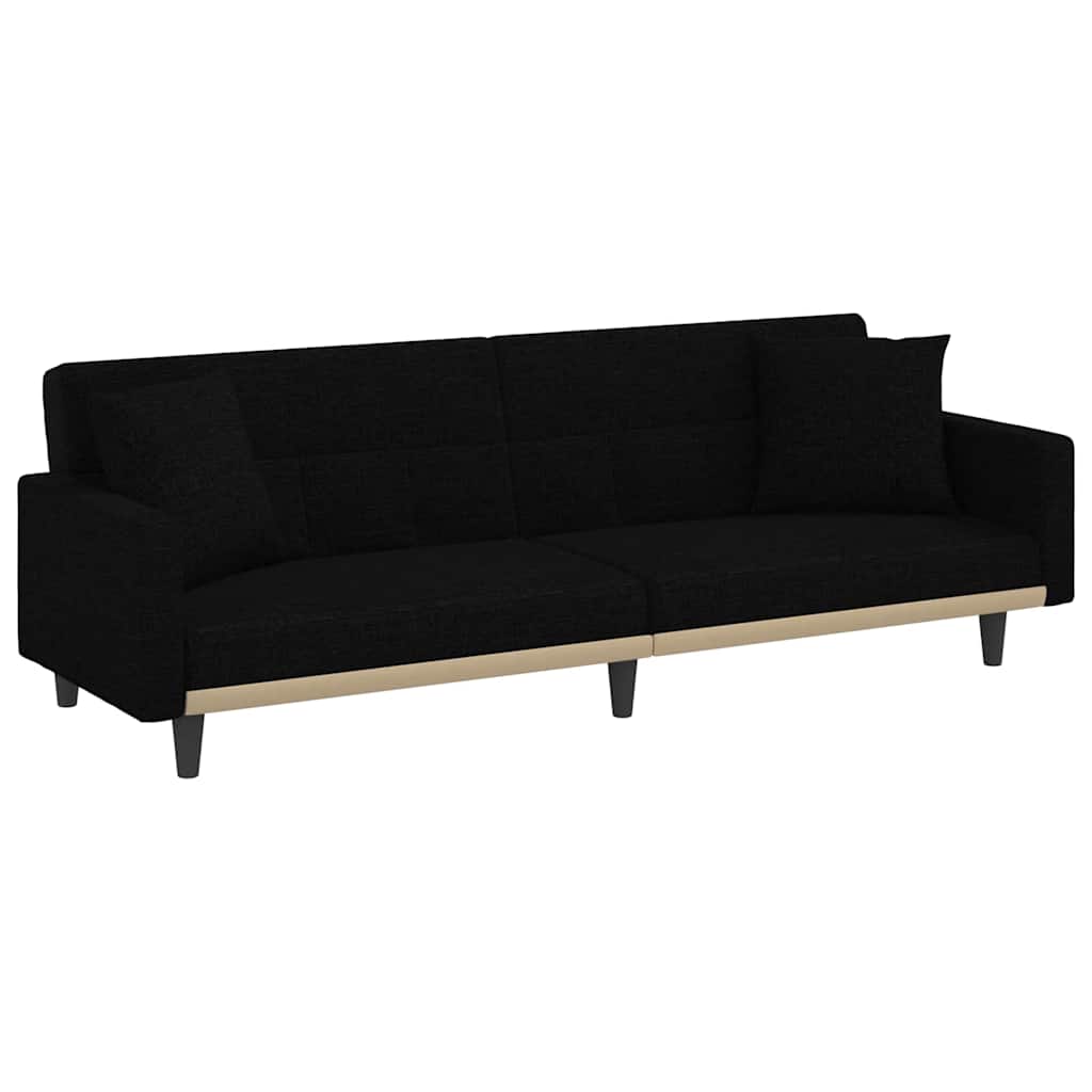 Sleeper Sofa with Cushions Black Fabric