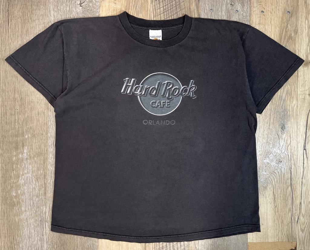 VTG Hard Rock Cafe Orlando Graphic USA Made Faded Black Retro T-Shirt Adult XL