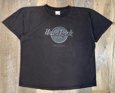 VTG Hard Rock Cafe Orlando Graphic USA Made Faded Black Retro T-Shirt Adult XL
