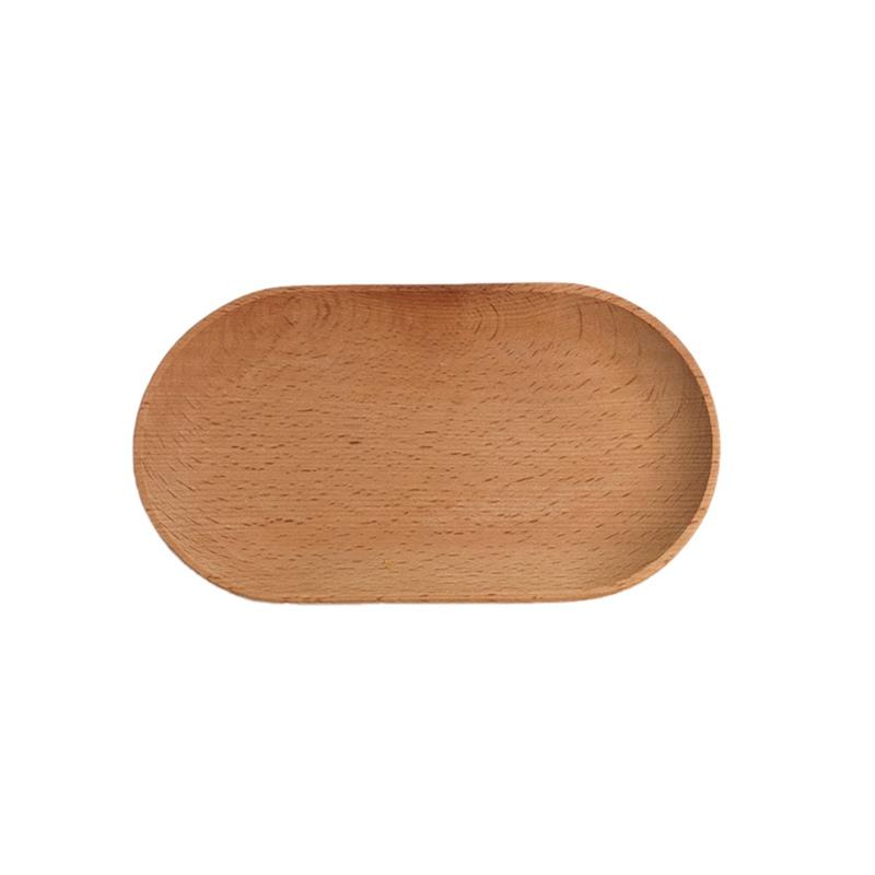 Wood Tray Oval Beech Small Wooden Disc Circular Wooden Dessert Plate Cake Tray