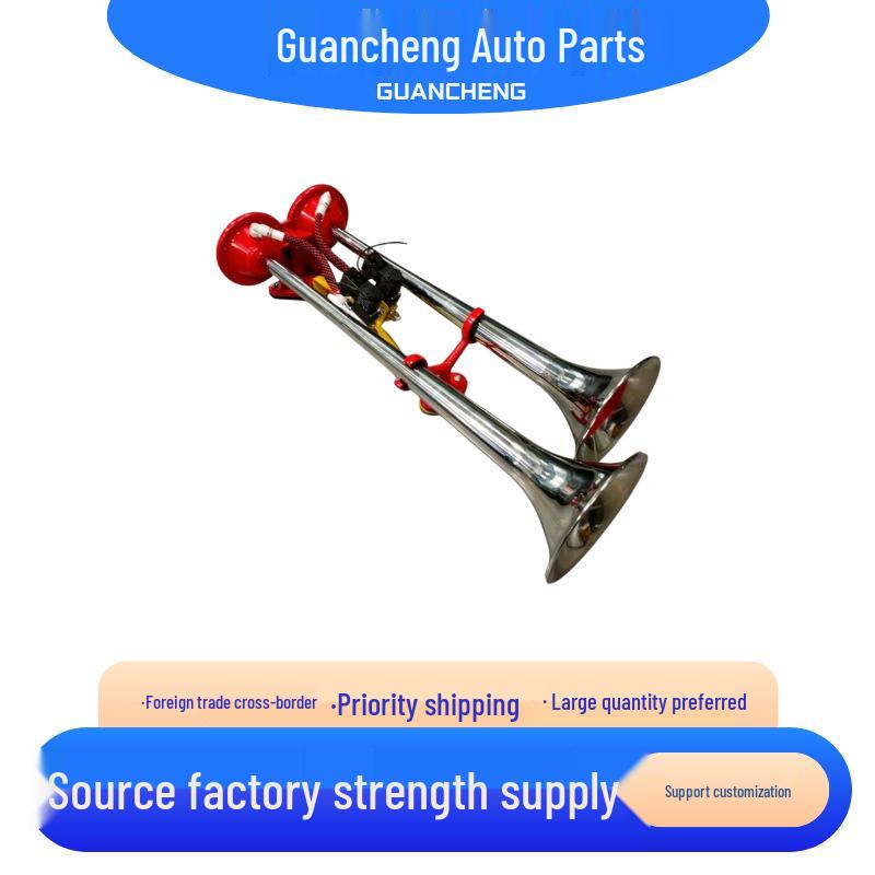 Dual-Pipe Electric Air Horn: Super Loud Thai Horn with Clear Sound - Fits Cars, Vans, Trucks, Available in Various Colors.