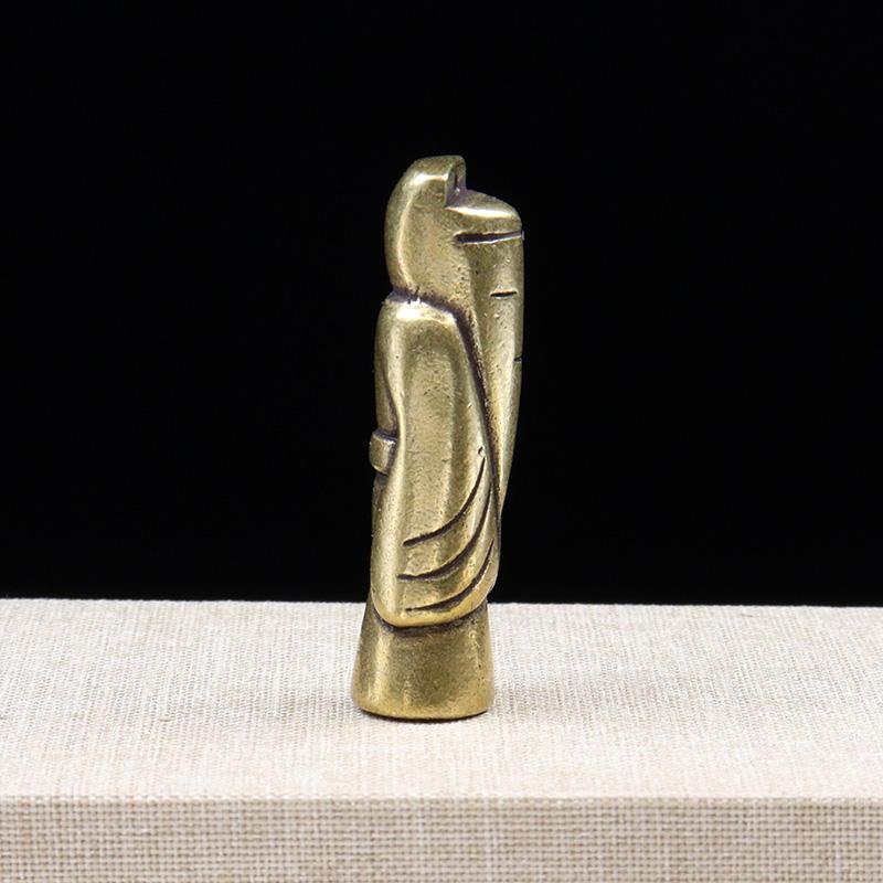 Antique Solid Brass Weng Zhong Small Ornaments Pendant Vintage Copper Car Motorcycle Keychain Retro Accessory Collectibles Gifts