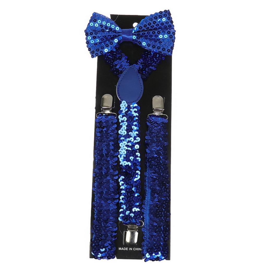 Ensemble classique de bretelles et nœud papillon, bretelles élastiques réglables en Y de 2,5 cm de large avec 3 clips, nœud papillon tissé pré-noué de 12 cm, taille unique pour hommes et femmes