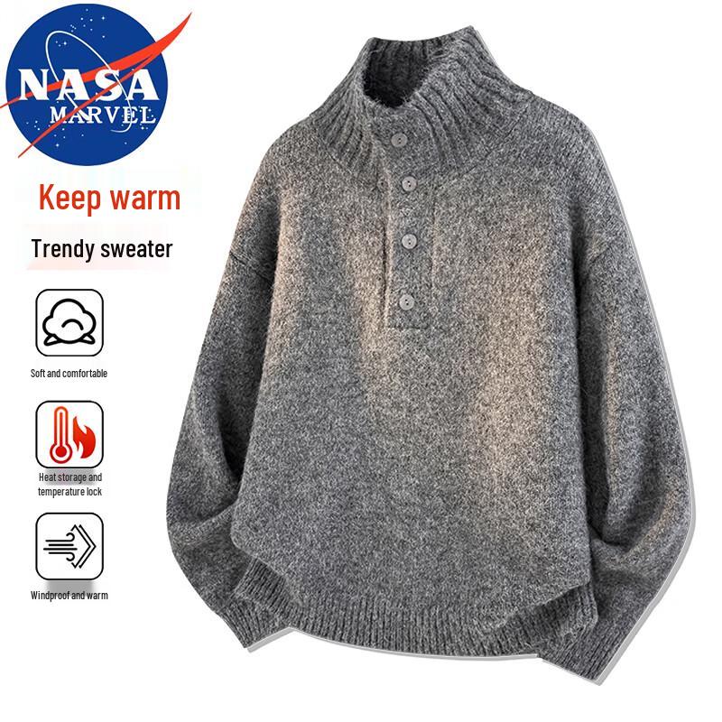 NASA MARVEL Men's Stand Collar Knitted Sweater