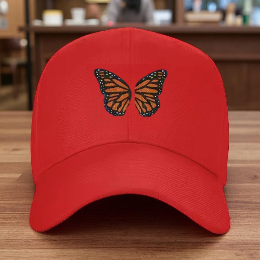 Monarch Butterfly Embroidered Baseball Cap Adjustable Cotton Casual Sports Outdoor Hat for Adult