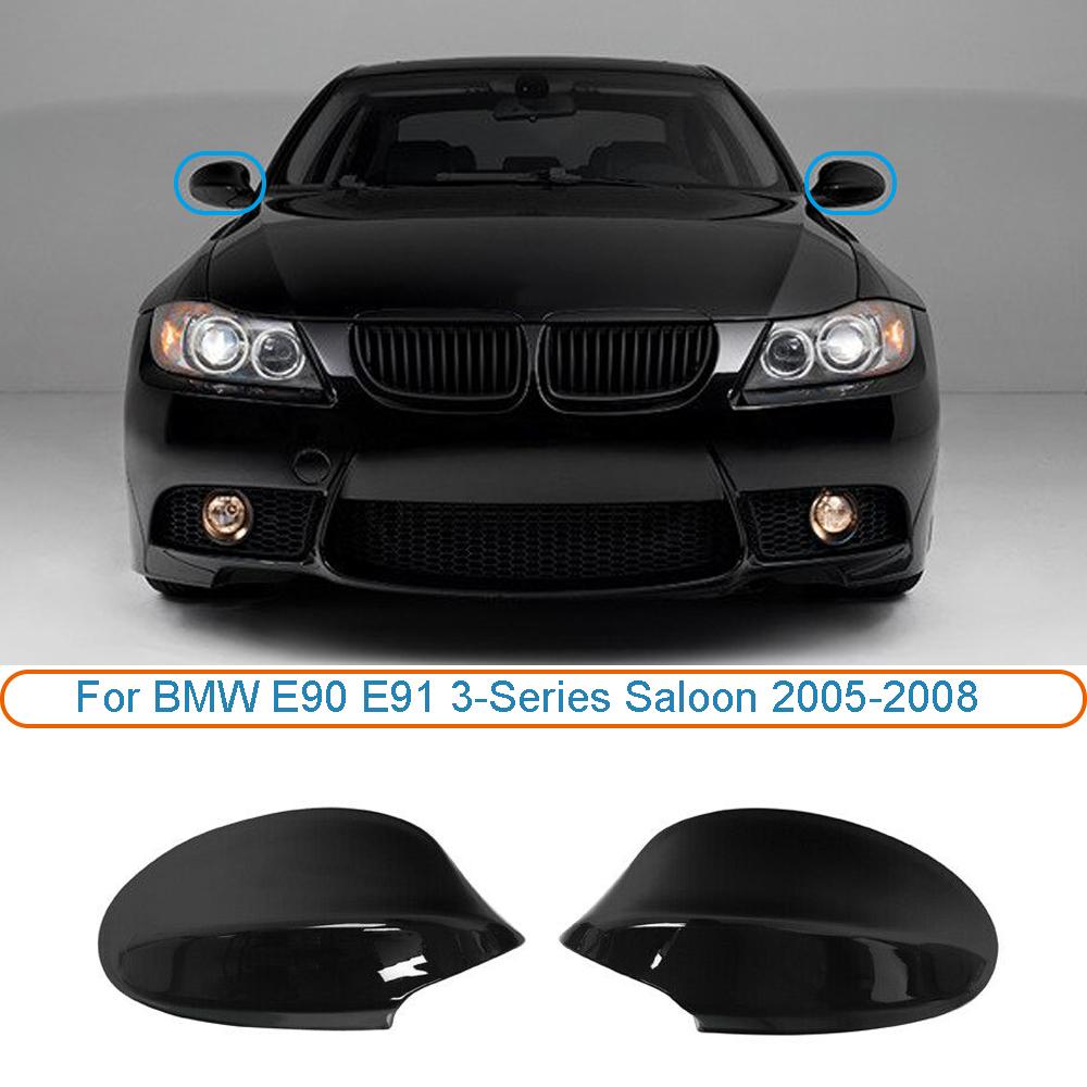 

Пара левых и правых крышек бокового зеркала заднего вида для BMW E90 E91 3-Series Sedan 2005-2008, глянцевый черный/углеродное волокно