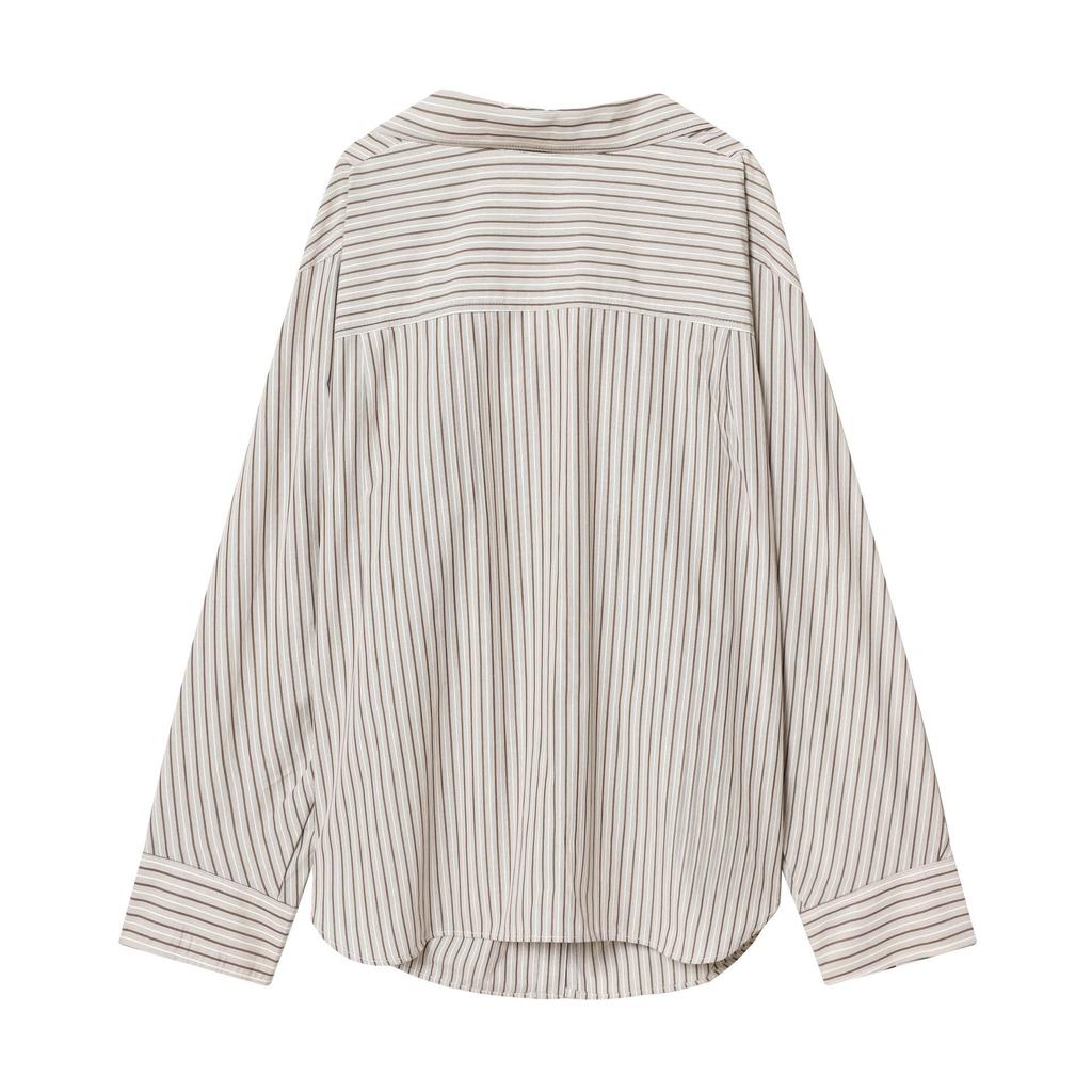 European Spring 2026 Women's Striped Batwing Long Sleeve Loose Shirt