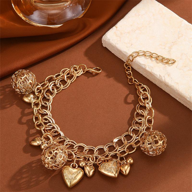 Полый Шар Кулон Любовь Аксессуары Украшения Многослойный Персонализированный Браслет с Удлинительной Цепочкой