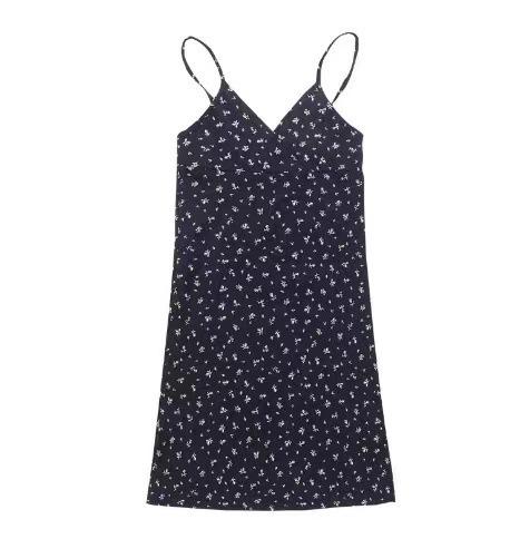 Pure desire retro printing v-neck suspender dress women's summer new floral suspender dress women's clothing