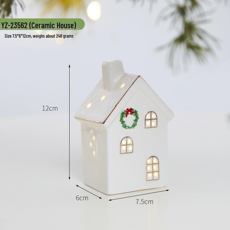 Glowing Ceramic Snow House Christmas Window Display Ornament