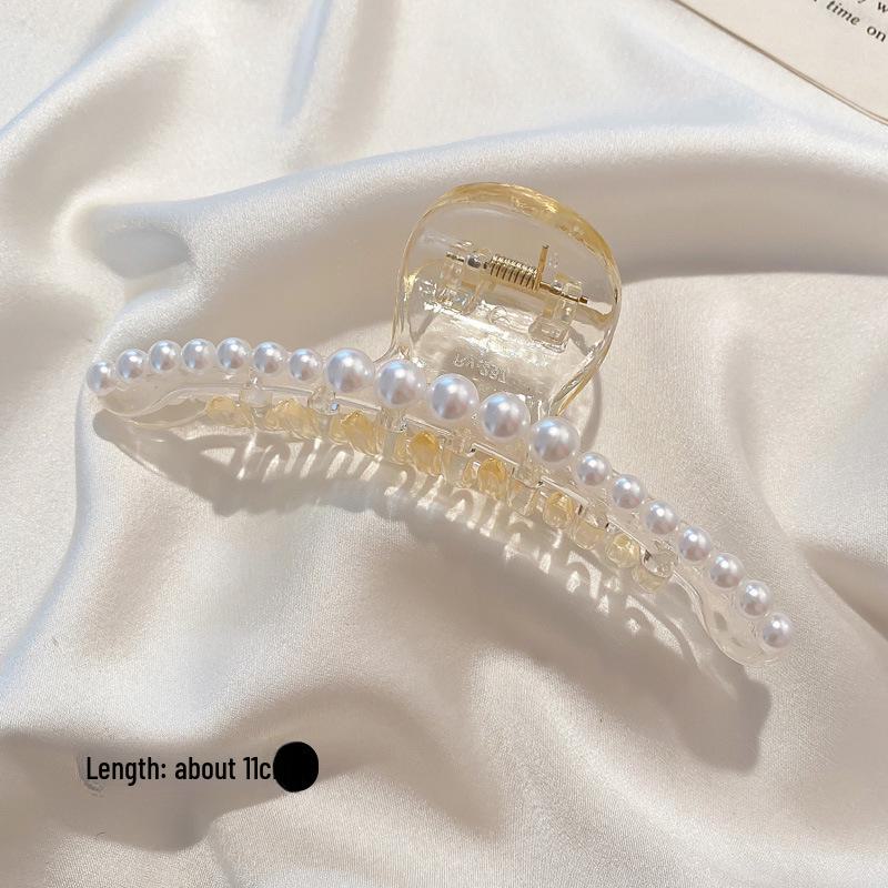 

Корейская жемчужная прозрачная ретро-заколка для волос в виде акулы - женский большой и маленький сетчатый красный головной убор