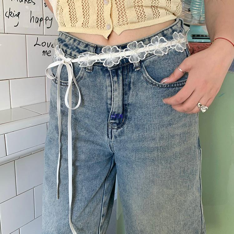 Korean Lace Pearl Waist Belt & Multifunction Scarf Headband for Women