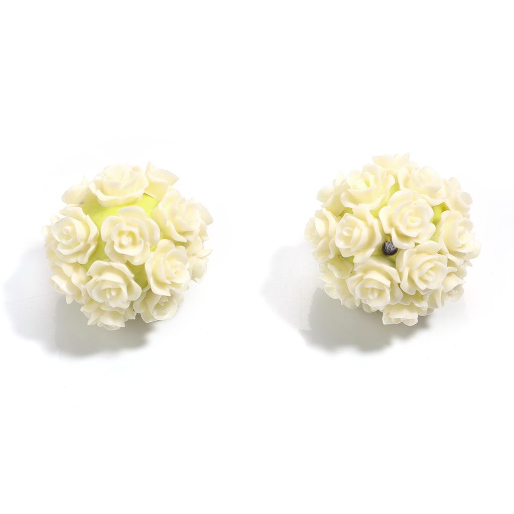 2Pcs Clay Rose Flower Ball Beads Straight Hole 20mm Multicolor Loose Polyester Beads DIY Earring Bracelet Key Chain Supplies