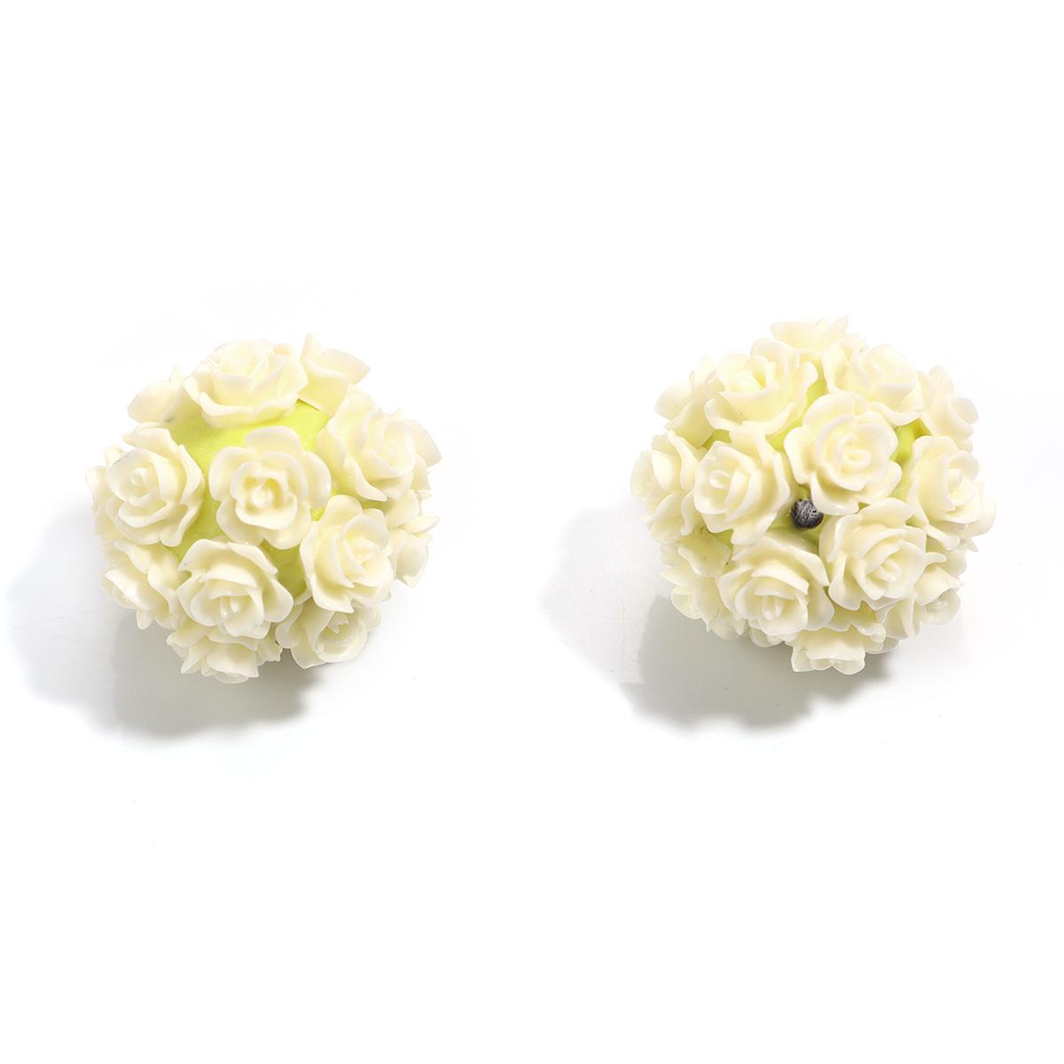 

2Pcs Clay Rose Flower Ball Beads Straight Hole 20mm Multicolor Loose Polyester Beads DIY Earring Bracelet Key Chain Supplies жёлтый