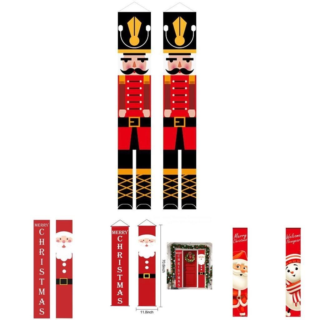 Festive Christmas Door Banner Snowman Santa Hanging Wall Decor