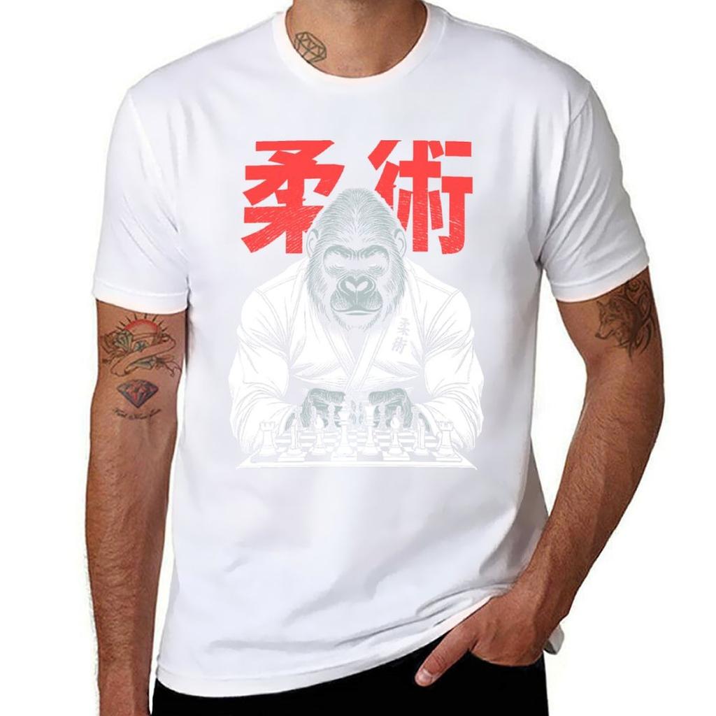 Gorilla Jiu Jitsu Ju Jutsu MMA BJJ Grappling Chess Kanji Ape T-Shirt Anime Shirt Mens Graphic T-shirts Pack