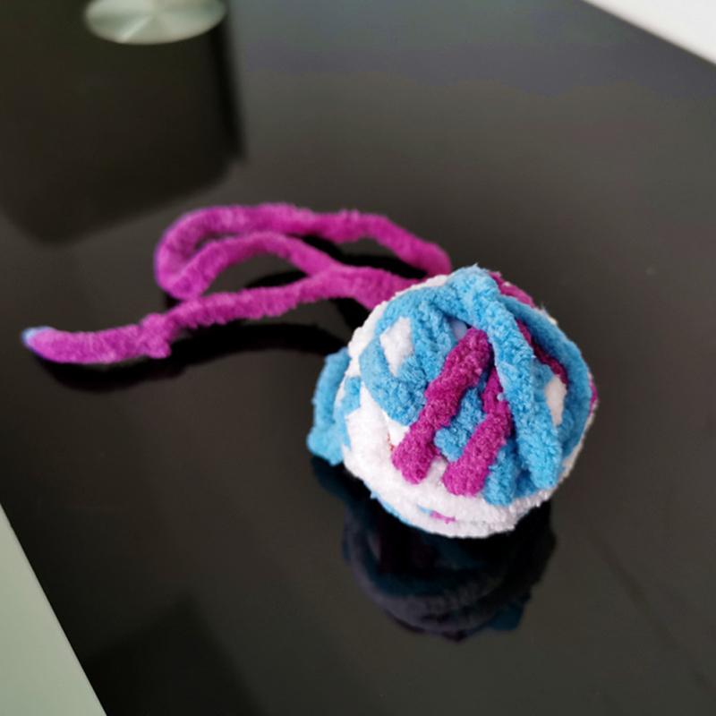 New! Pet Cat Colorful Plush Ball Toy Multi-color Wool Ball Interactive Chew Toys With 40cm Tail For