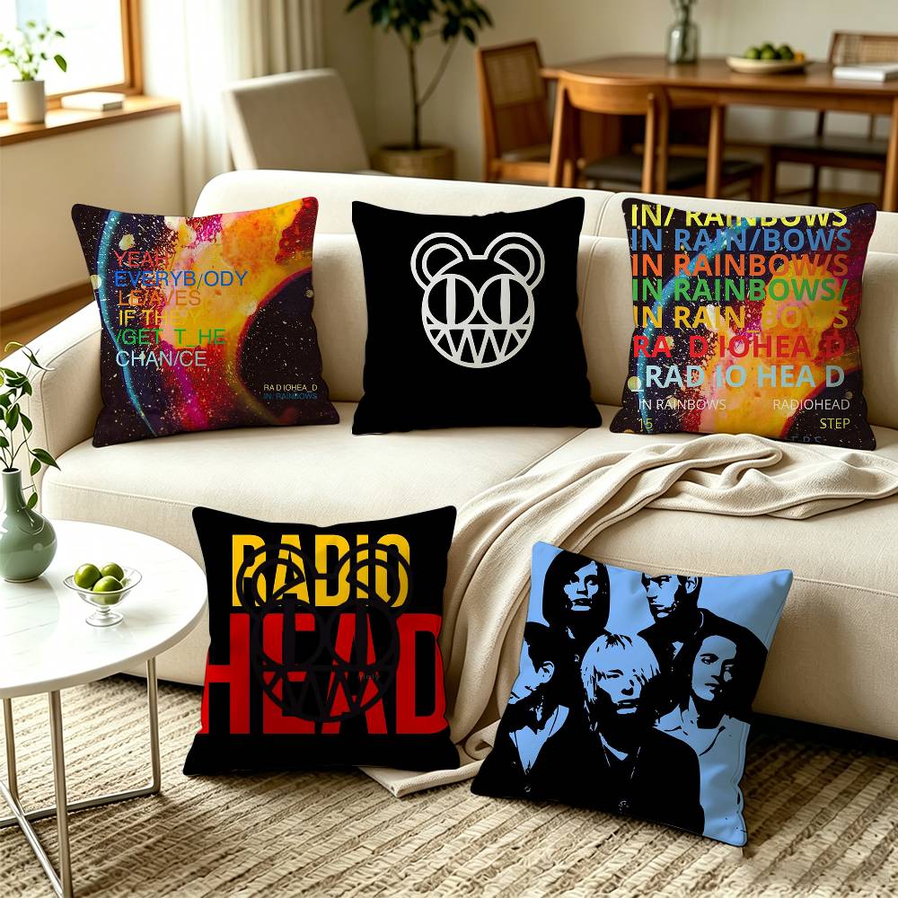 RRadiohead Alternative Rock Band Pillow Case Square DoubleSided Sofa Cushion Cover Bedroom Bedside Pillow