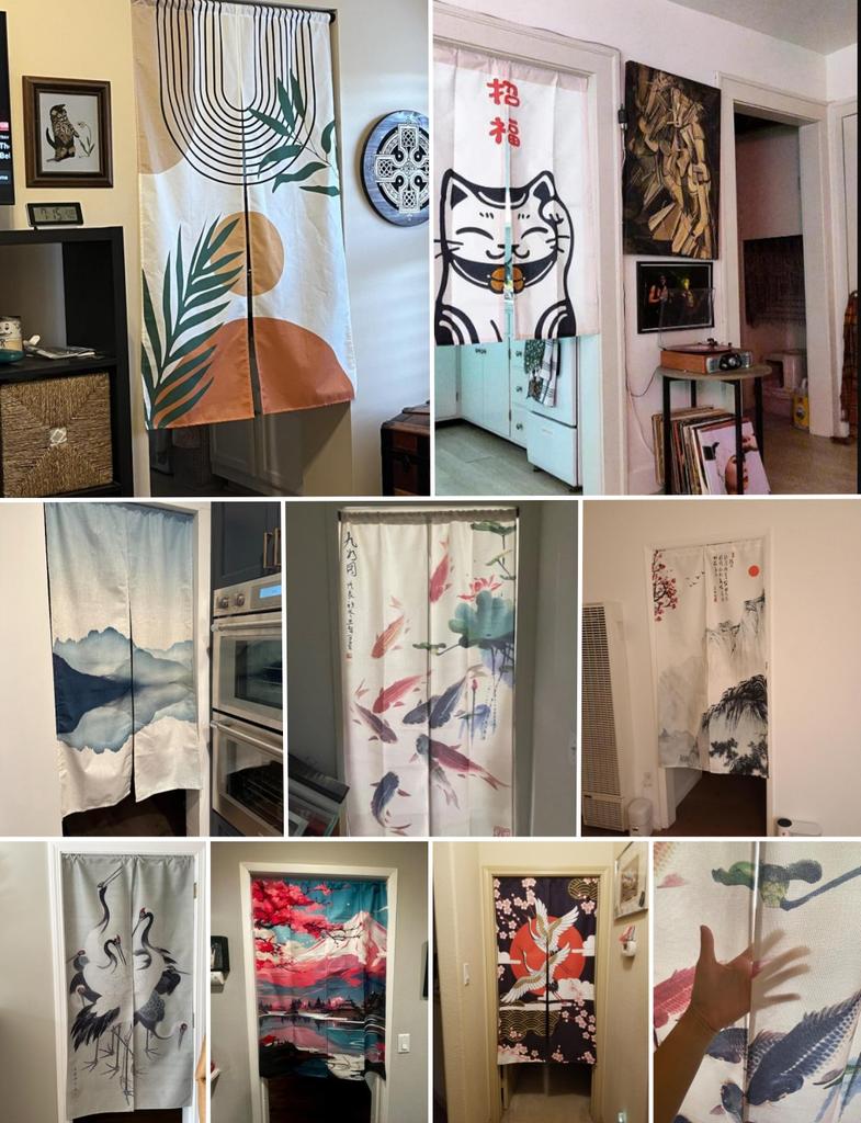 Secluded Forest landscape Door Curtain Linen Curtain Bedroom Living Room Home Decor Doorway for Kitchen Entrance Half Curtain