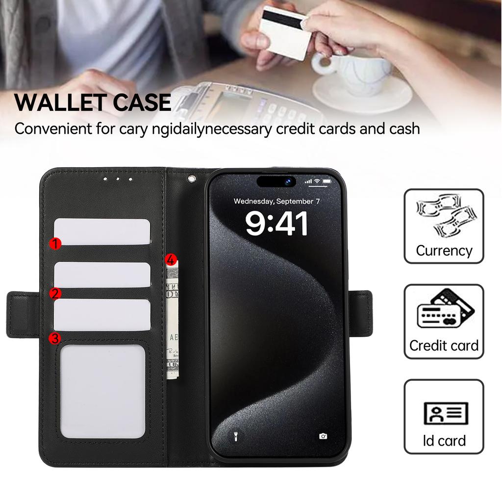 ABEEL For iPhone 16 Pro Leather Case RFID Blocking Phone Cover with Dual Magnetic Clasps