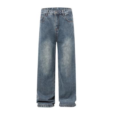 Retro Blue Jeans Men's Versatile Straight Loose Street Cool Casual Trousers