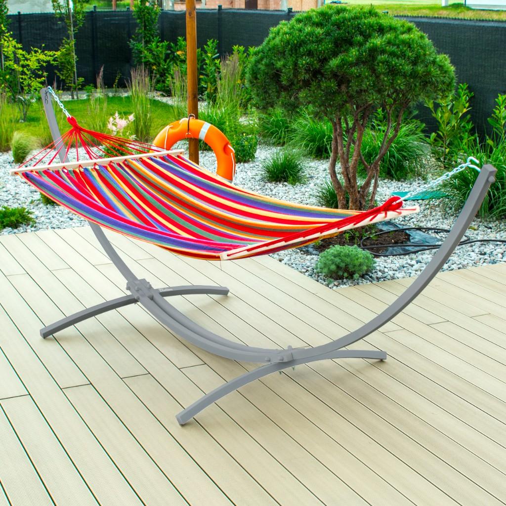 Hammock Frame, Garden Hammock Stand, Two-person, Metal, Gray, Strong, 250 Kg