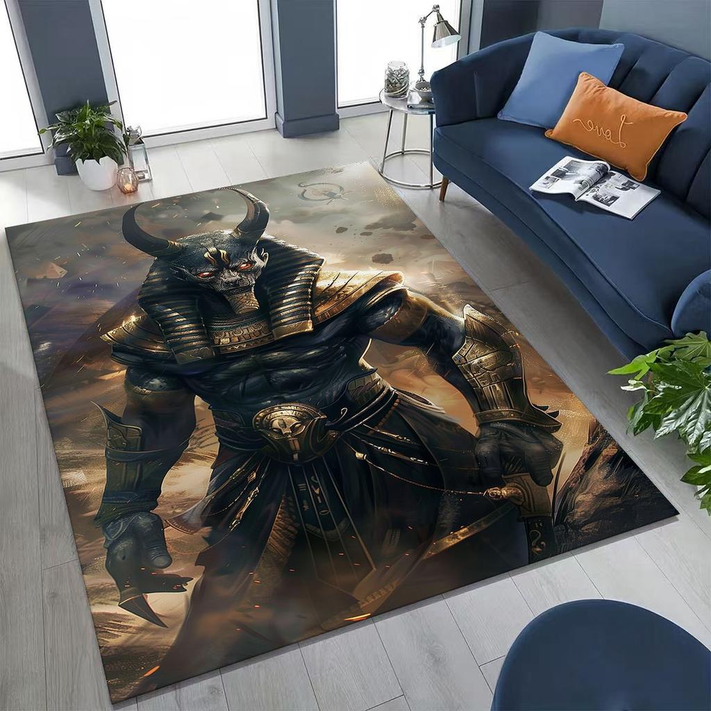 Ancient Egyptian God Dead Anubis Pharaoh Tutankhamun Mask Rug Carpet for Bedroom Living Room Sofa Doormat Decor,Non-slip Mat