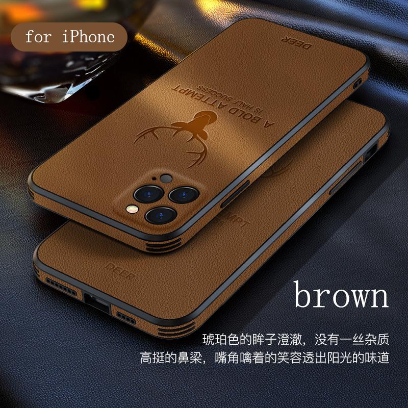 

Чехол для телефона с защитой от падения с головой оленя для iPhone 7 8 Plus 11 12 13 14 Pro Max Mini X XS XR Xsmax Чехол из натуральной кожи с прямыми краями For iPhone 14Pro Max