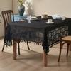 Elegant Black Lace Tablecloth - Durable Polyester, Solid Color, Versatile Shape for Thanksgiving & Holiday Decor, Easy Care, Square Shape