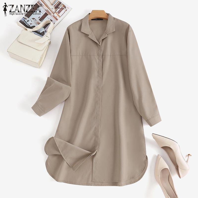 

ZANZEA Женщины Повседневный откидной воротник с длинным рукавом Блузка Рубашки