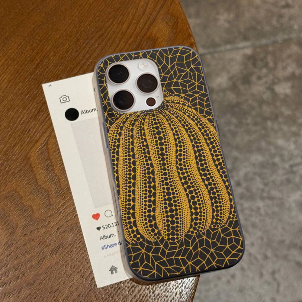 Pumpkin Yayoi Kusama Soft Corrugated Phone Case For IPhone 11 12 13 14 15 16 17 Pro Max Plus Pro Shockproof Cover