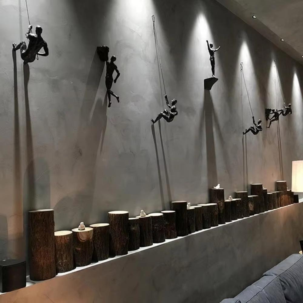 Unique Climbing Man Wall Sculptures European Style Abstract Character Pendant  Home Decor