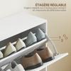 Shoe Cabinet with 4 Flip Drawer, Modern Shoe Storage Cabinet with Adjustable Shelves for Hallway, Entryway, Holds 16-24 Pairs, White