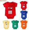 Dandan Fashion Baby Cute Infant M&M Short Sleeve Boys Girls Bodysuit Cartoon Rompers