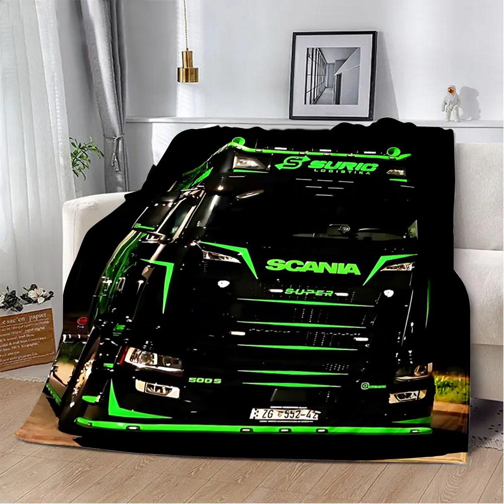 Printed Blanket Picnic Blankets Car Brand Scanias TruckS Warm Blanket Soft and Comfortable Blanket Home Travel Birthday Gift