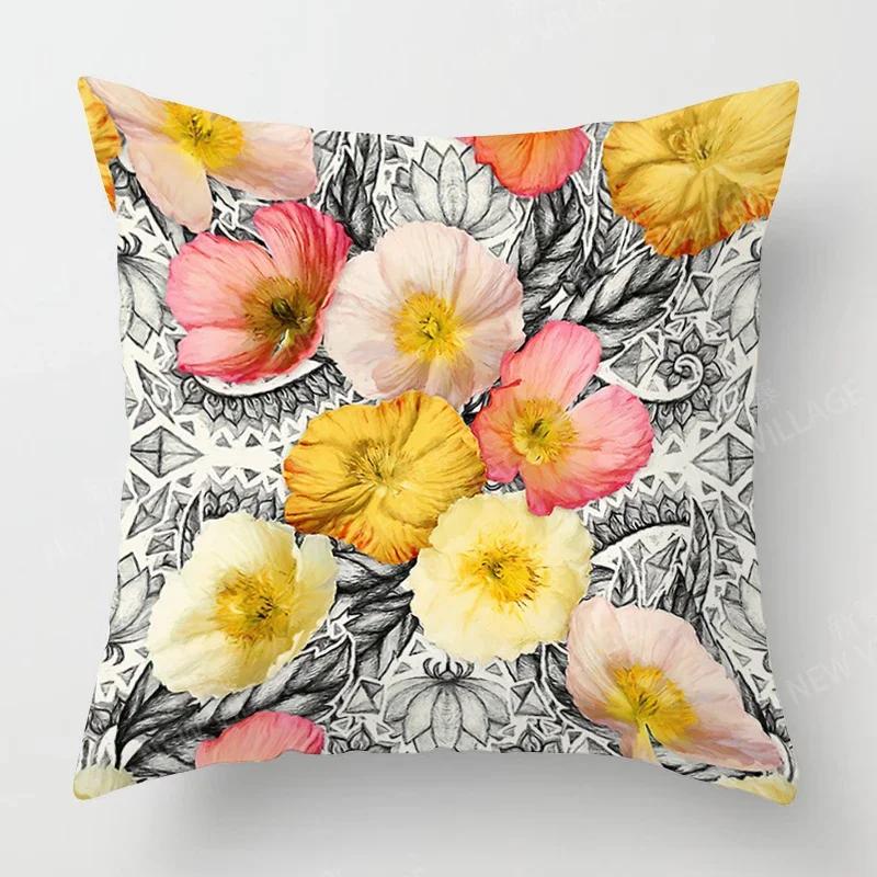 Nordic Fall Home Decor Autumn Throw Pillow Case Sofa Cushion Cover Modern  Plant Green Leaf