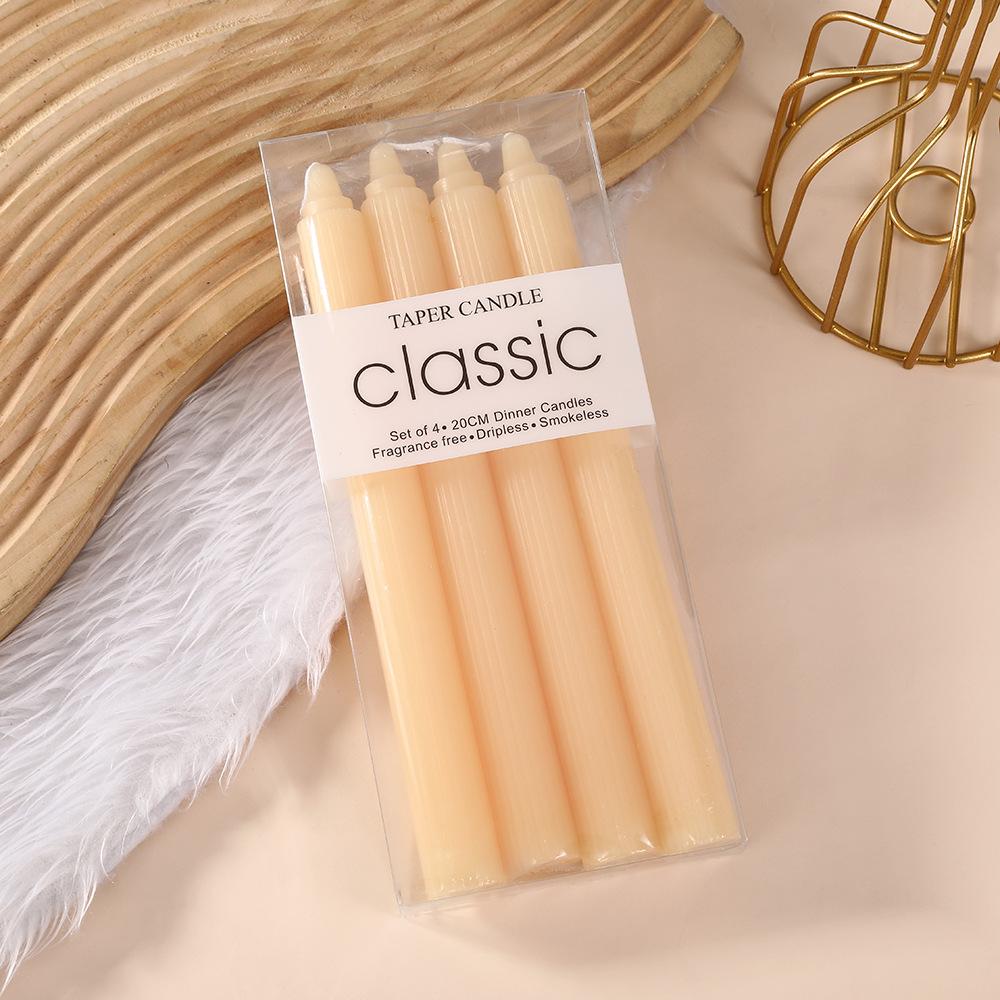 20cm Classic European Macaron Vertical Pattern Long Pole Candle Romantic Wedding Western Restaurant Pole Wax Colorful Candle Decoration