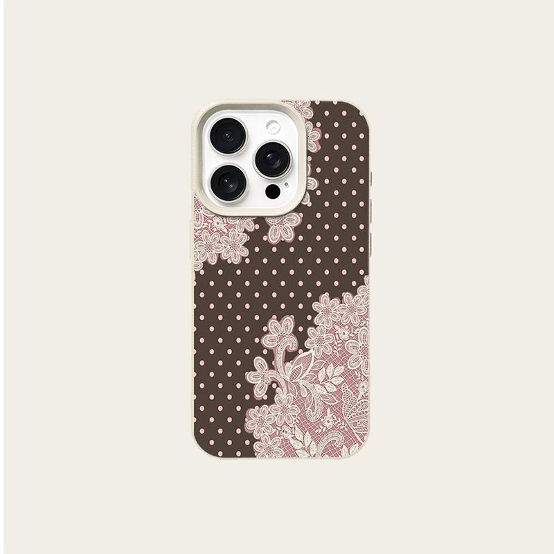 Pink Lace Pattern Lychee Texture Phone Case For iPhone 17 Pro Max 16 Plus 15 14 13 12 11 Pro 17Air Silicone Soft Cover